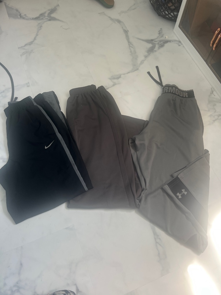 All Are Men’s, One Nikey, 2 Underarmour Sweats. All Size Small. Bootcut Sweats